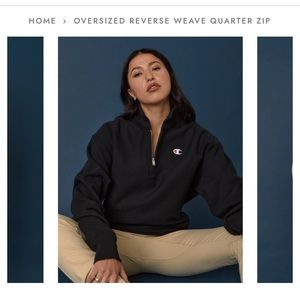 NWOT Champion Oversized Quarter Zip Sweatshirt in Washed Black